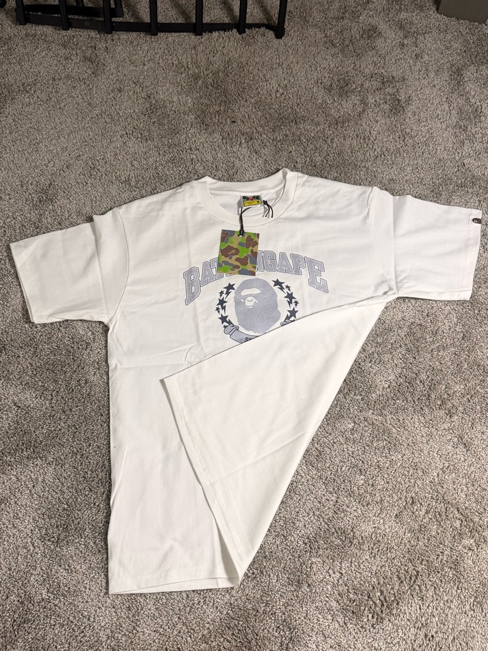 Bape White Men Tee with Pale Gray Ape Graphic (worn once’s)